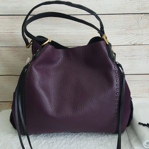 coach edie 42 rivet leather & suede shoulder bag